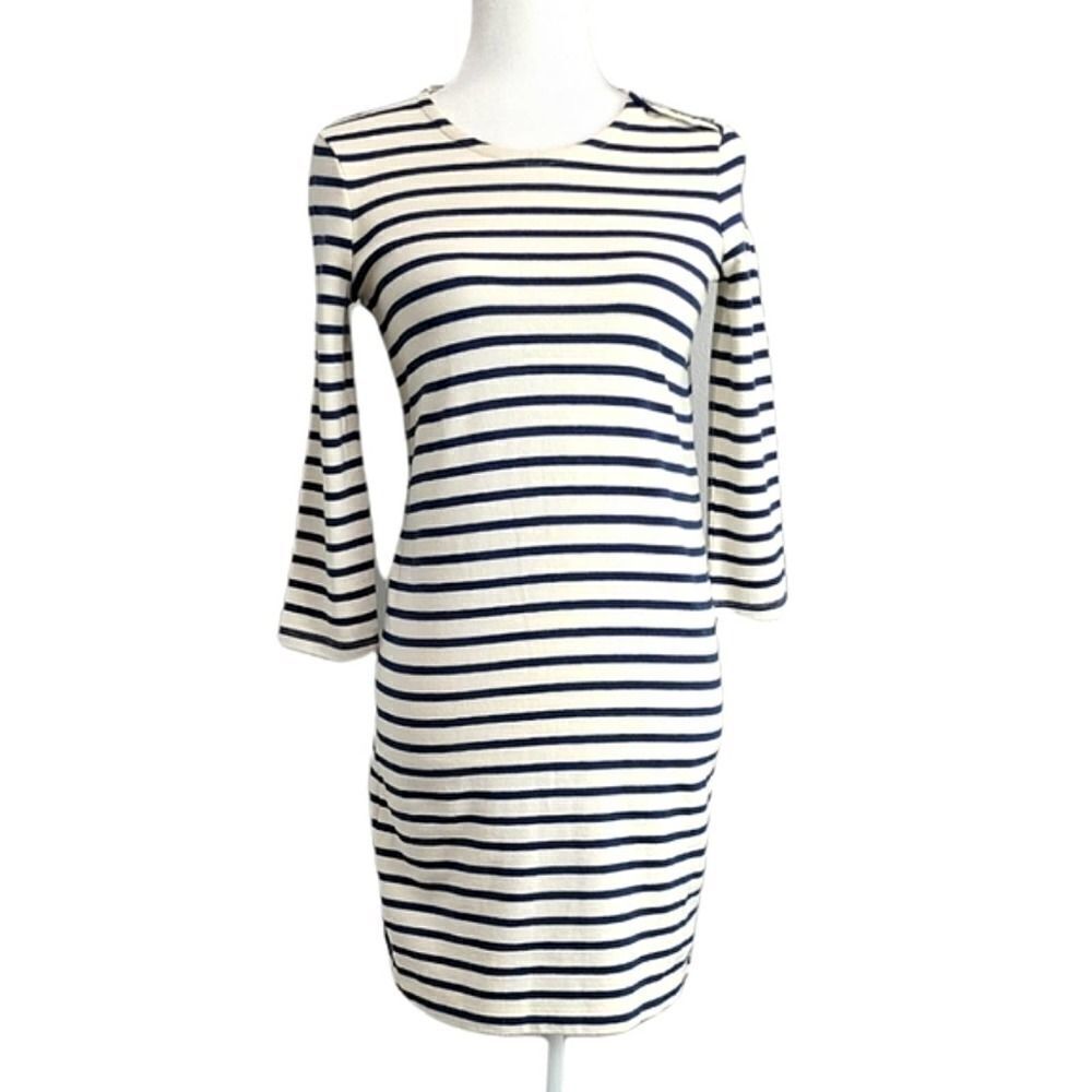 Madewell Striped Midi 3/4 Sleeve Dress XXS